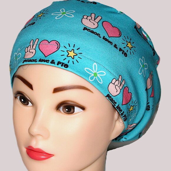 New Euro Scrub Cap Peace Love PTO - Picture 2 of 6